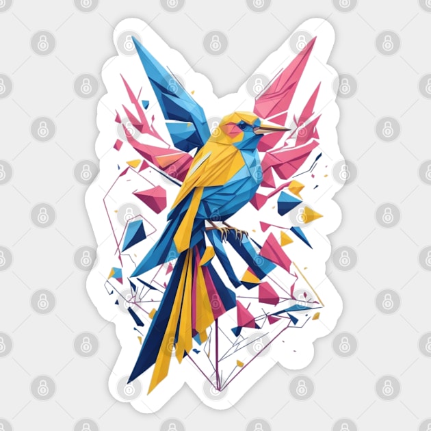 Geometric Bird Colorful Abstract Retro Design Sticker by hippohost